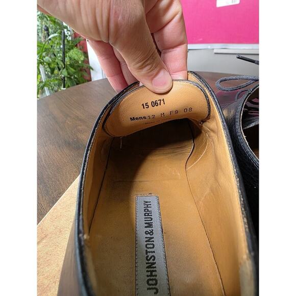 Johnston & Murphy Men's 15-0671 Bradford Leather CapToe Oxford Shoe Black 12M - Picture 7 of 16